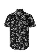 Slhregnew-Linen Shirt Ss Classic Tops Shirts Short-sleeved Black Selec...