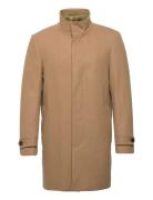 Lindbergh Recycled Wool Funnel Neck Coat Beige