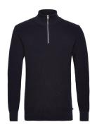 Mario Half Zip Tops Knitwear Half Zip Jumpers Navy Clean Cut Copenhage...