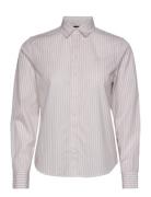 Reg Broadcloth Striped Shirt Tops Shirts Long-sleeved Cream GANT
