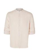 Selected Homme Slhregkylian-Linen Shirt Ls Band B Rosa