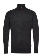 Lindbergh 1/2 Zip Cable Knit Svart