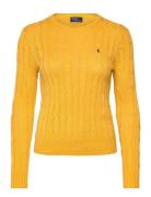 Cable-Knit Cotton Crewneck Sweater Tops Knitwear Jumpers Yellow Polo R...