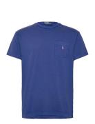 Polo Ralph Lauren Classic Fit Cotton-Linen Pocket T-Shirt Blå