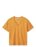 Mmcasa V-Ss Foil Tee Tops T-shirts & Tops Short-sleeved Orange MOS MOS...