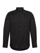 Reg Fit Bd Signature Linen Designers Shirts Casual Black Oscar Jacobso...