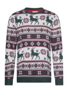 Christmas Knit Tops Knitwear Round Necks White Lindbergh
