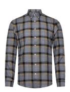 Lindbergh Twisted Yarn Checked Shirt L/S Blå