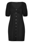 Vmmymilo 2/4 Short Button Dress Wvn Ga Kort Klänning Black Vero Moda