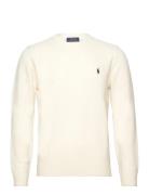 Wool-Cashmere Crewneck Sweater Tops Knitwear Round Necks Cream Polo Ra...