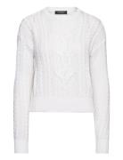 Lauren Ralph Lauren Cable-Knit Cotton Crewneck Sweater Vit