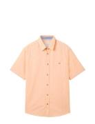Cotton Linen Shirt Tops Shirts Short-sleeved Orange Tom Tailor