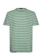 Classic Fit Striped Jersey T-Shirt Tops T-shirts Short-sleeved Green P...