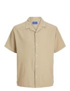 Jack & J S Jorluke Crinkle Resort Shirt Ss Sn Beige