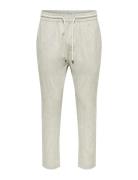 ONLY & SONS Onslinus Crop 0136 Stripe Linen Pant Kräm