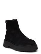 Crid W Suede Shoes Boots Ankle Boots Ankle Boots Flat Heel Black Sneak...