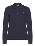 Slim Shield Ls Pique Polo Tops T-shirts & Tops Polos Blue GANT