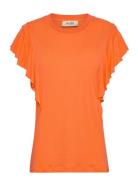 Mmchio Flounce Tee Tops T-shirts & Tops Short-sleeved Orange MOS MOSH