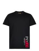 Cotton Blend-Sle-Top Tops T-shirts Short-sleeved Black Polo Ralph Laur...