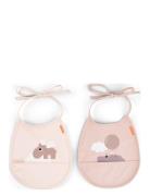 D By Deer Tiny Pocket Bib 2-Pack Happy Clouds Powder Rosa