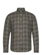 Morris Linen Check Bd Shirt Khaki Green