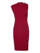 Scuba Crepe Metal Detail Dress Kort Klänning Burgundy Calvin Klein