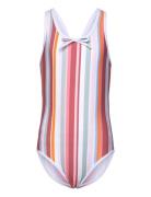 Swimsuit W. Bow, Aop Baddräkt Badkläder Multi/patterned Color Kids