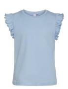 Vmemily Sl Frill Top Jrs Girl Tops T-shirts Short-sleeved Blue Vero Mo...
