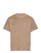Grhasselt Terry Tee Tops T-shirts Short-sleeved Beige Grunt