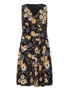 Floral Surplice Jersey Sleeveless Dress Knälång Klänning Black Lauren ...