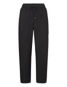 Flowy Straight-Fit Trousers With Bow Bottoms Trousers Straight Leg Bla...