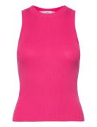 Ribbed Knit Top Tops T-shirts & Tops Sleeveless Pink Mango