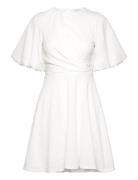 Draped Front Structured Dress Kort Klänning White Bubbleroom