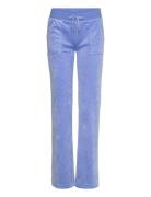 Juicy Couture Del Ray Classic Velour Pant Pocket Design Beach Sand Blå