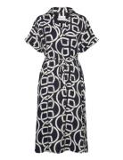 Rel Monogram Print Ss Caftan Knälång Klänning Navy GANT