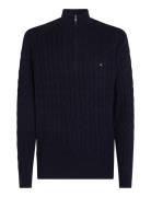 Tommy Hilfiger Classic Cotton Cable Zip Mock Marinblå