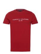 Tommy Logo Tee Tops T-shirts Short-sleeved Red Tommy Hilfiger