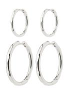 Pilgrim Eve Hoop Earrings 2-In-1 Set Silver