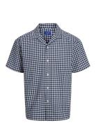 Jack & J S Jorjeff Jacquard Shirt Ss Ln Styd24 Marinblå