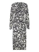 Print Wrap Dress Knälång Klänning Black Mango