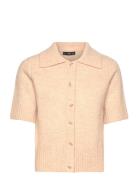 Mango Short-Sleeved Cardigan With Shirt Collar Beige