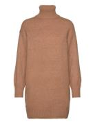 Turtle Neck Knit Dress Kort Klänning Brown Mango