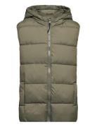 Mango Padded Fleece Gilet Khaki Green