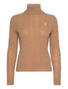 Polo Ralph Lauren Wool-Cashmere Cable Turtleneck Sweater Beige