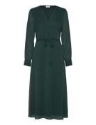 Vifalia V-Neck L/S Midi Dress - Noos Knälång Klänning Green Vila