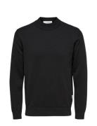 Slhrobert Ls Knit Mock Neck Tops Knitwear Round Necks Black Selected H...