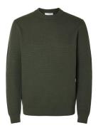 Selected Homme Slhdane Ls Knit Structure Crew Neck Noos Grön