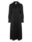 Yaspella Ls Long Dress S. Noos Knälång Klänning Black YAS