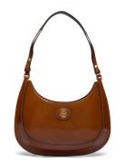 Tory Burch Robinson Spazzolato Convertible Crescent Bag Brun