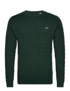 GANT Cotton Cable C-Neck Khaki Green